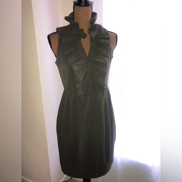 Marc New York Olive green dress w/ruffles - Picture 1 of 2